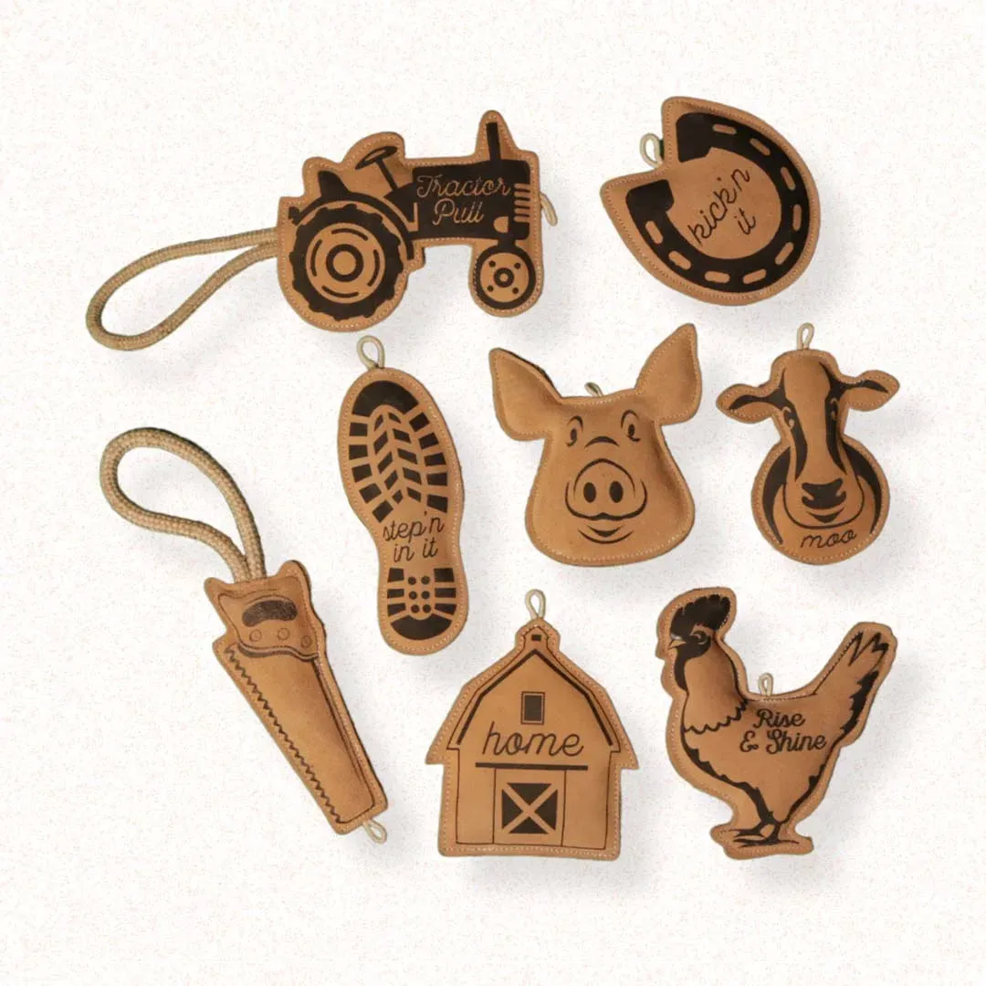 Furrycastle Leather Horse Shoe Chew Toy: Durable Natural Leather Squeaky Toy for Dogs