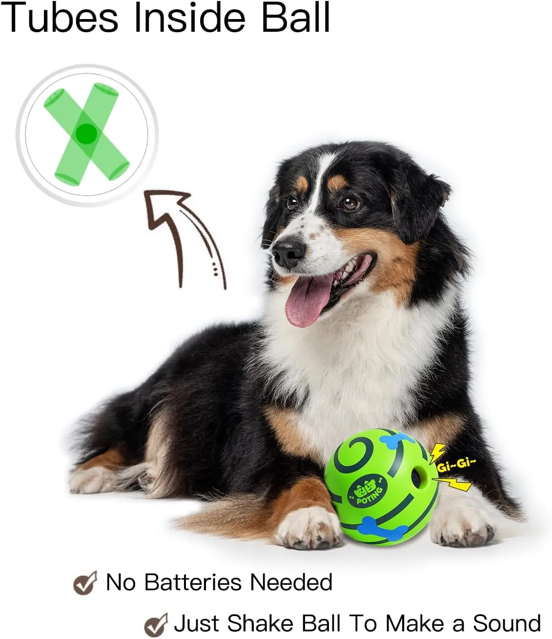 Giggle Ball for Dogs 2 Pack, Interactive Dog Toys, Funny Giggle Sound Toy Ball, Chew Toys for Large Medium Small Dogs, Fun Giggle Sounds Attract Attention When Rolled or Shaken - 3.14 inch