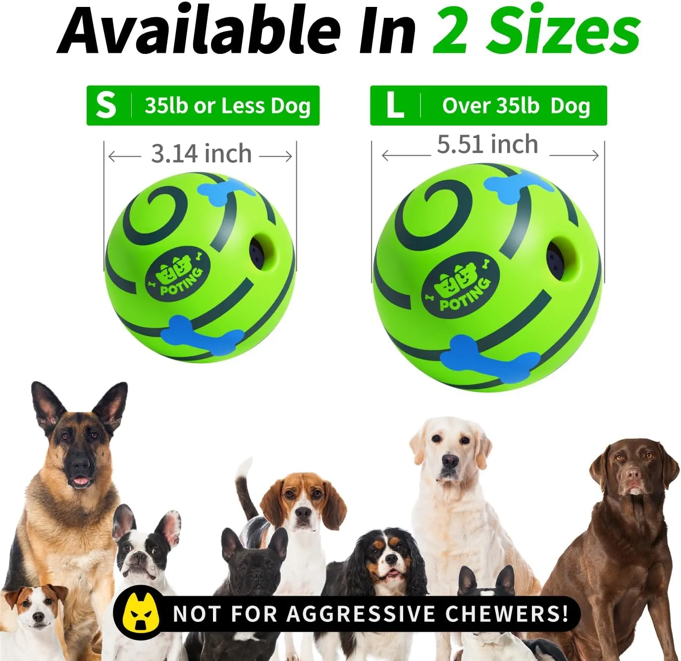 Giggle Ball for Dogs 2 Pack, Interactive Dog Toys, Funny Giggle Sound Toy Ball, Chew Toys for Large Medium Small Dogs, Fun Giggle Sounds Attract Attention When Rolled or Shaken - 3.14 inch