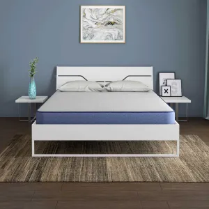 Grande Wood and Metal Hybrid Bed (White)   Plus Memory Foam Mattress (King)