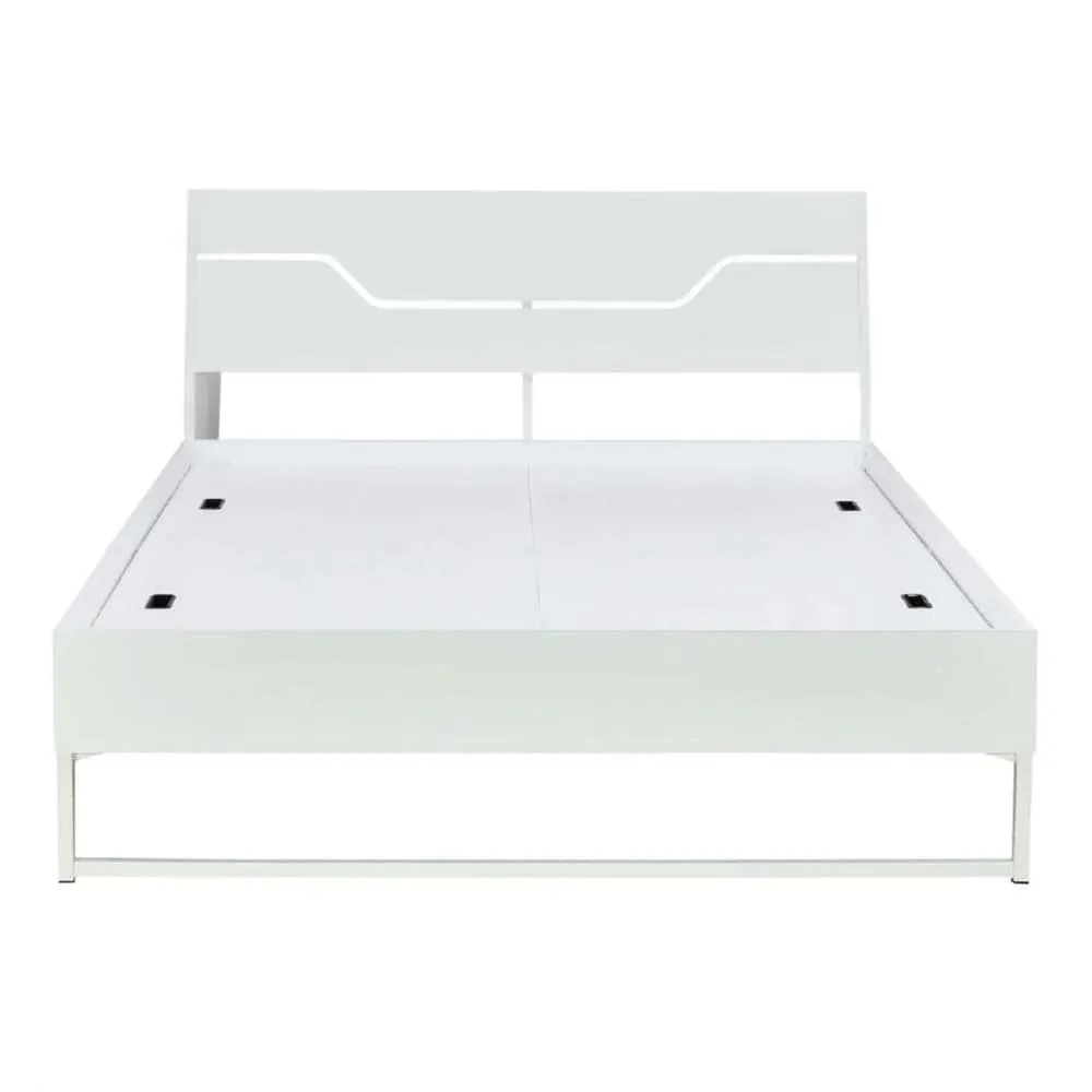 Grande Wood and Metal Hybrid Bed (White)   Plus Memory Foam Mattress (King)