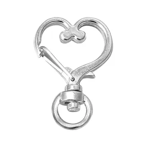 Heart-Shaped Swivel Snap Hook Keychain Metal Spring Snap Keychain Hook Lobster Clasp Key Ring Silver