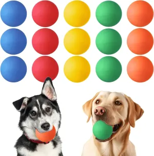 Hiboom 15 Pack Natural Rubber Tennis Balls for Dogs Catching Pet Dog Balls for Fetch Training 2.4 Inch Interactive High Bounce and Floatable pet Toy for Park Beach Gift(Colorful)