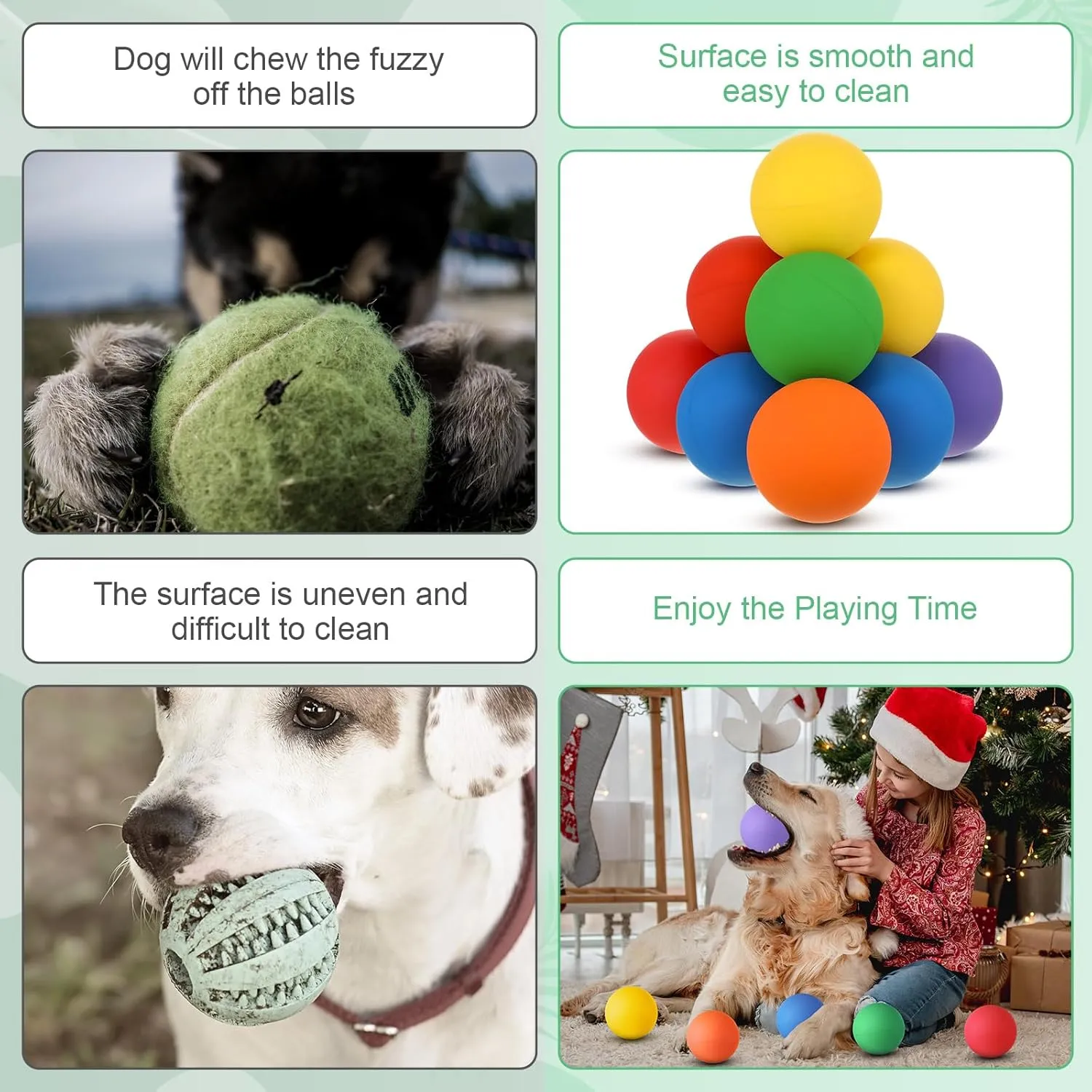 Hiboom 15 Pack Natural Rubber Tennis Balls for Dogs Catching Pet Dog Balls for Fetch Training 2.4 Inch Interactive High Bounce and Floatable pet Toy for Park Beach Gift(Colorful)