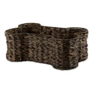 Hyacinth Pet Storage Basket, Bone Shaped, Dark Brown, Medium - 21x13x8"