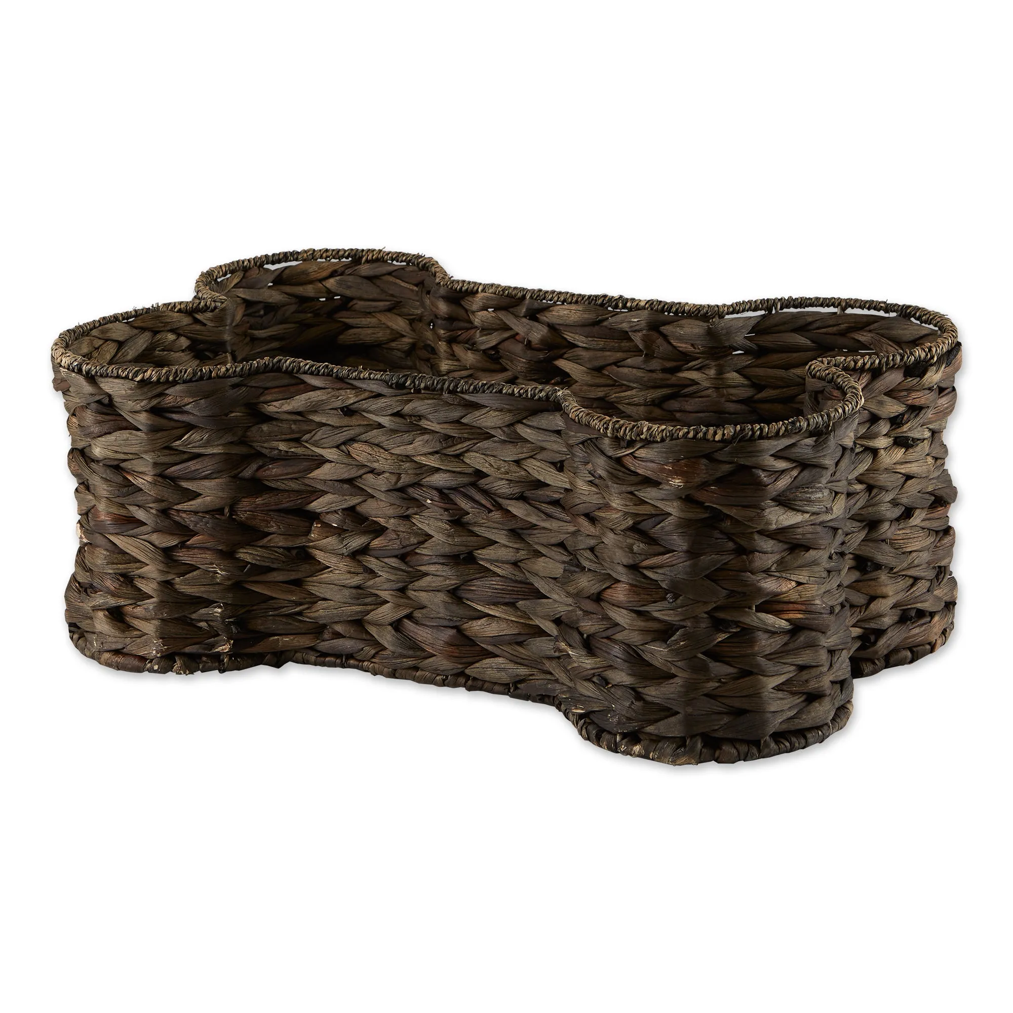 Hyacinth Pet Storage Basket, Bone Shaped, Dark Brown, Medium - 21x13x8"