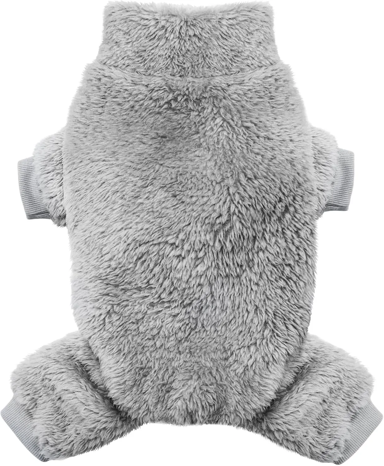 Idepet Velvet Dog Pajamas, Turtleneck Dog Sweater Fuzzy Plush Onesie Soft Cat Apparel Pet Clothes Winter Outfit Doggy Pjs Puppy Jumpsuit for Small Dogs Cats (Grey,XL)