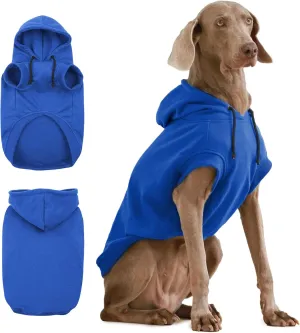IECOii Large Dog Hoodie with Hat - Warm Sweatshirt for Dogs, Spring to Winter, Blue XL (No Fleece Lined)