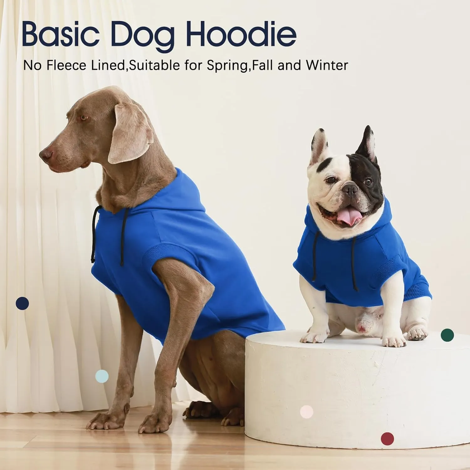 IECOii Large Dog Hoodie with Hat - Warm Sweatshirt for Dogs, Spring to Winter, Blue XL (No Fleece Lined)