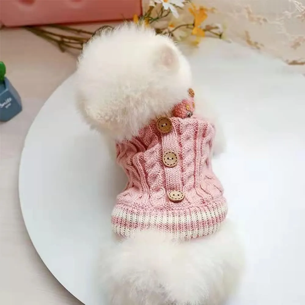 Knitted Dog Sweater for Small Dogs Cats Thick Warm Puppy Clothes Turtleneck Elastic Chihuahua Bulldog Dachshund Outfits(Medium,Pink)