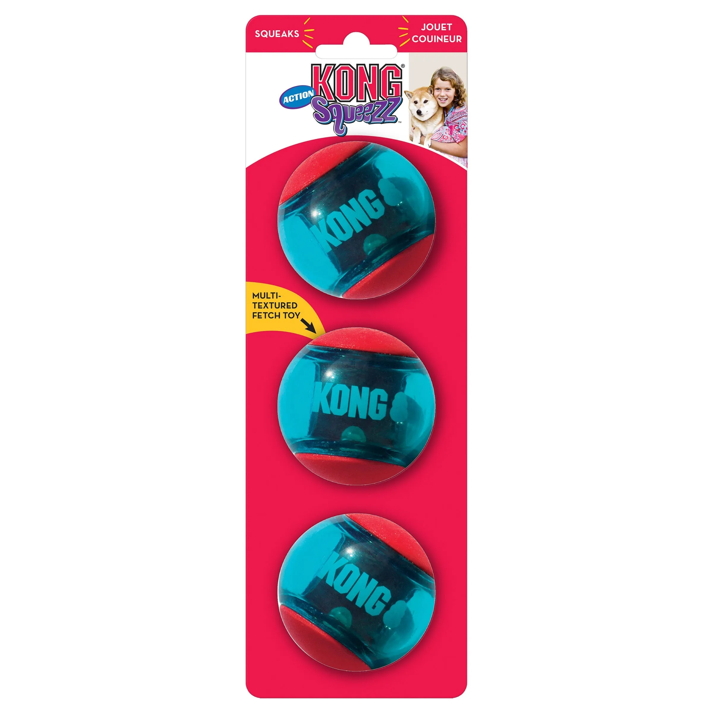 KONG Squeezz Action Red Medium Dog Toy {)_(}