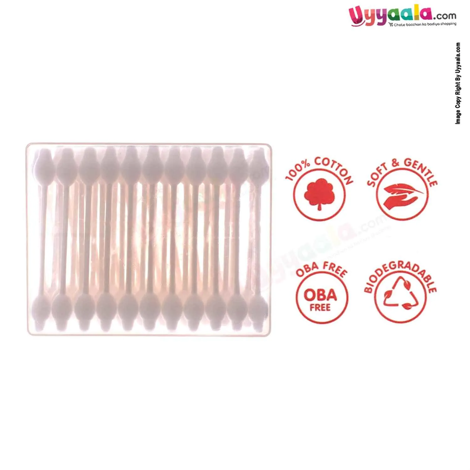 LUVLAP Soft Cotton Baby Earbuds, Twin Head, Hygienic and Baby Safe, 55pcs