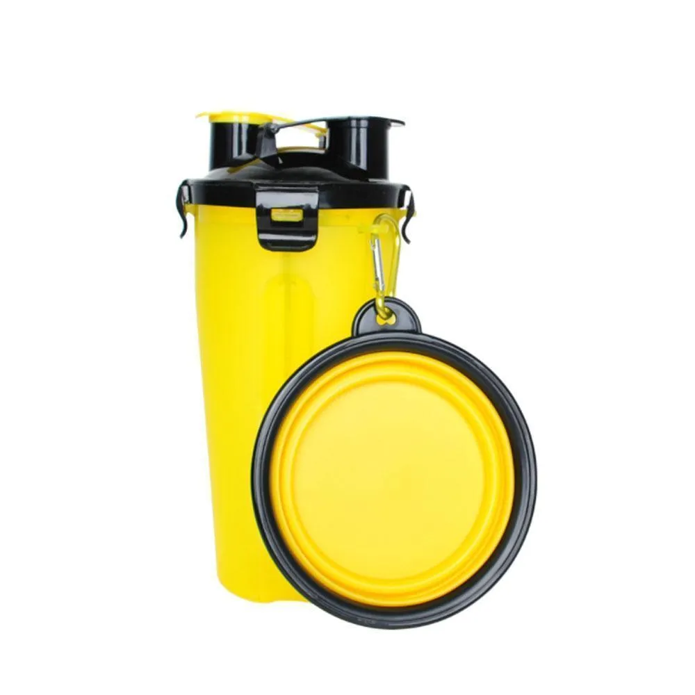 Mvstu™ 2-in-1 Pet Travel Water & Food Bottle with Foldable Bowl