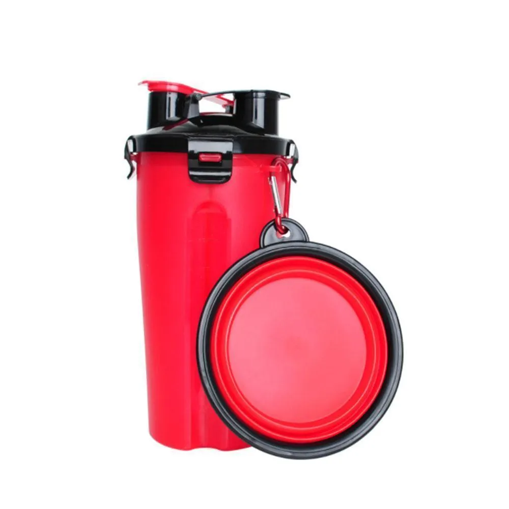 Mvstu™ 2-in-1 Pet Travel Water & Food Bottle with Foldable Bowl