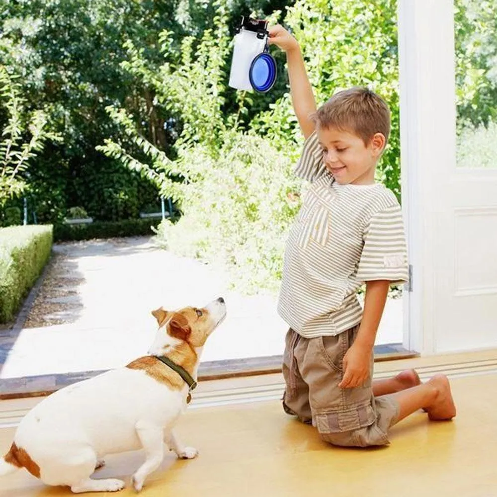 Mvstu™ 2-in-1 Pet Travel Water & Food Bottle with Foldable Bowl