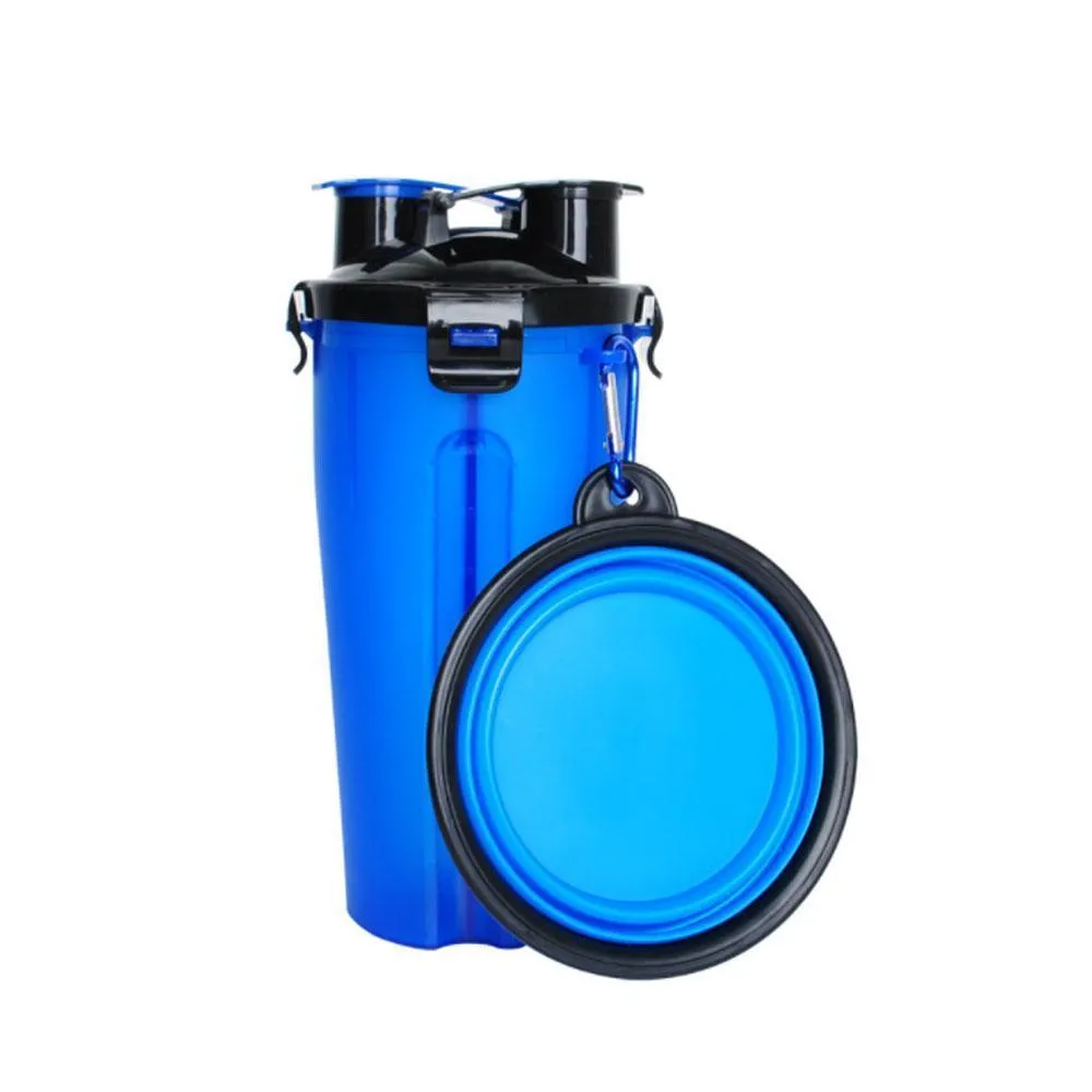 Mvstu™ 2-in-1 Pet Travel Water & Food Bottle with Foldable Bowl