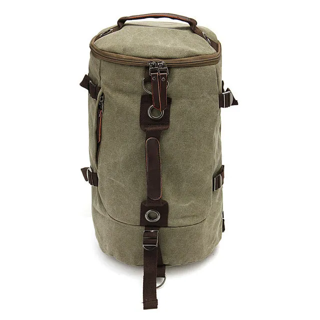 New Mens Vintage Novelty Brown Canvas Duffel Backpack Camping Gym Shoulder Bag Luggage Hand Bag