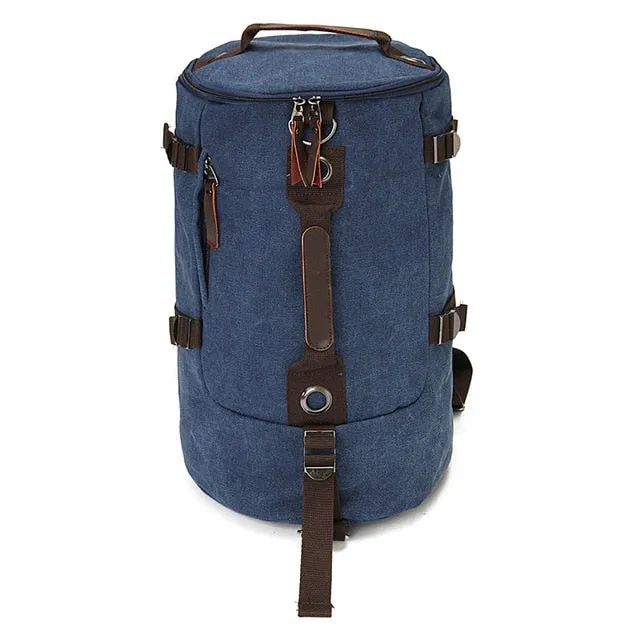 New Mens Vintage Novelty Brown Canvas Duffel Backpack Camping Gym Shoulder Bag Luggage Hand Bag