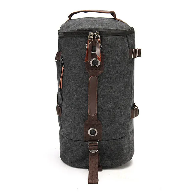 New Mens Vintage Novelty Brown Canvas Duffel Backpack Camping Gym Shoulder Bag Luggage Hand Bag