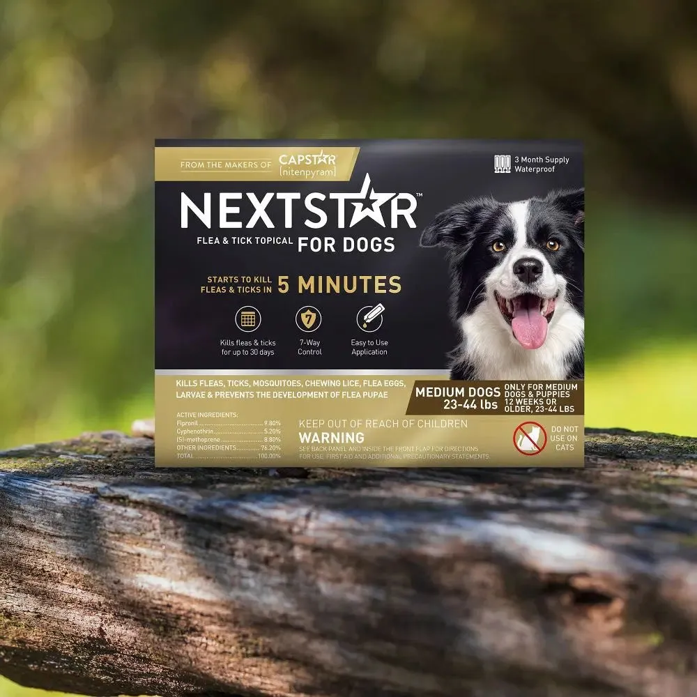 NextStar Flea & Tick Topical Treatment for Medium Dogs - 23 to 44lbs - 3ct