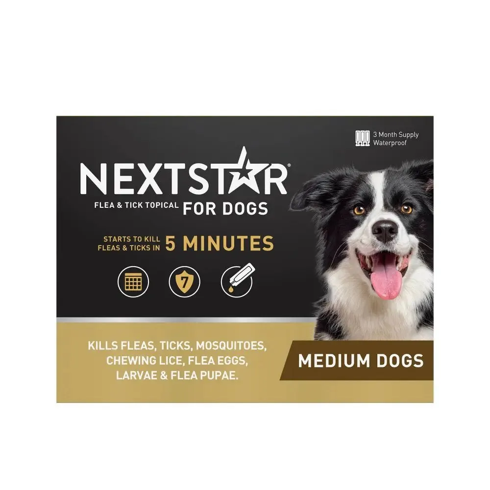 NextStar Flea & Tick Topical Treatment for Medium Dogs - 23 to 44lbs - 3ct