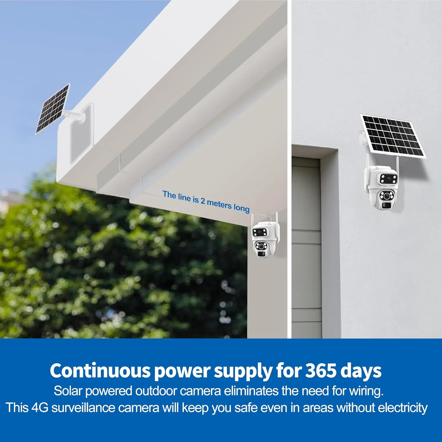 No WiFi Security Camera, 4G LTE Cellular Security Camera, 2K Solar Cellular Cam HD Dual Lens 360 Pan Tilt, Color Night Vision, PIR Motion Detection, IP66 Waterproof with Pre-Installed SIM (SHUANMU)