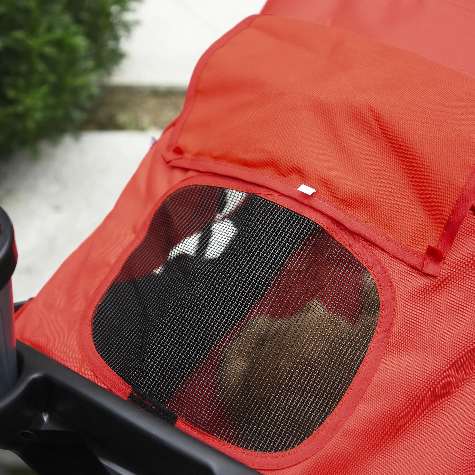 Oxford Cloth 3-Wheel Pet Stroller Red/Black