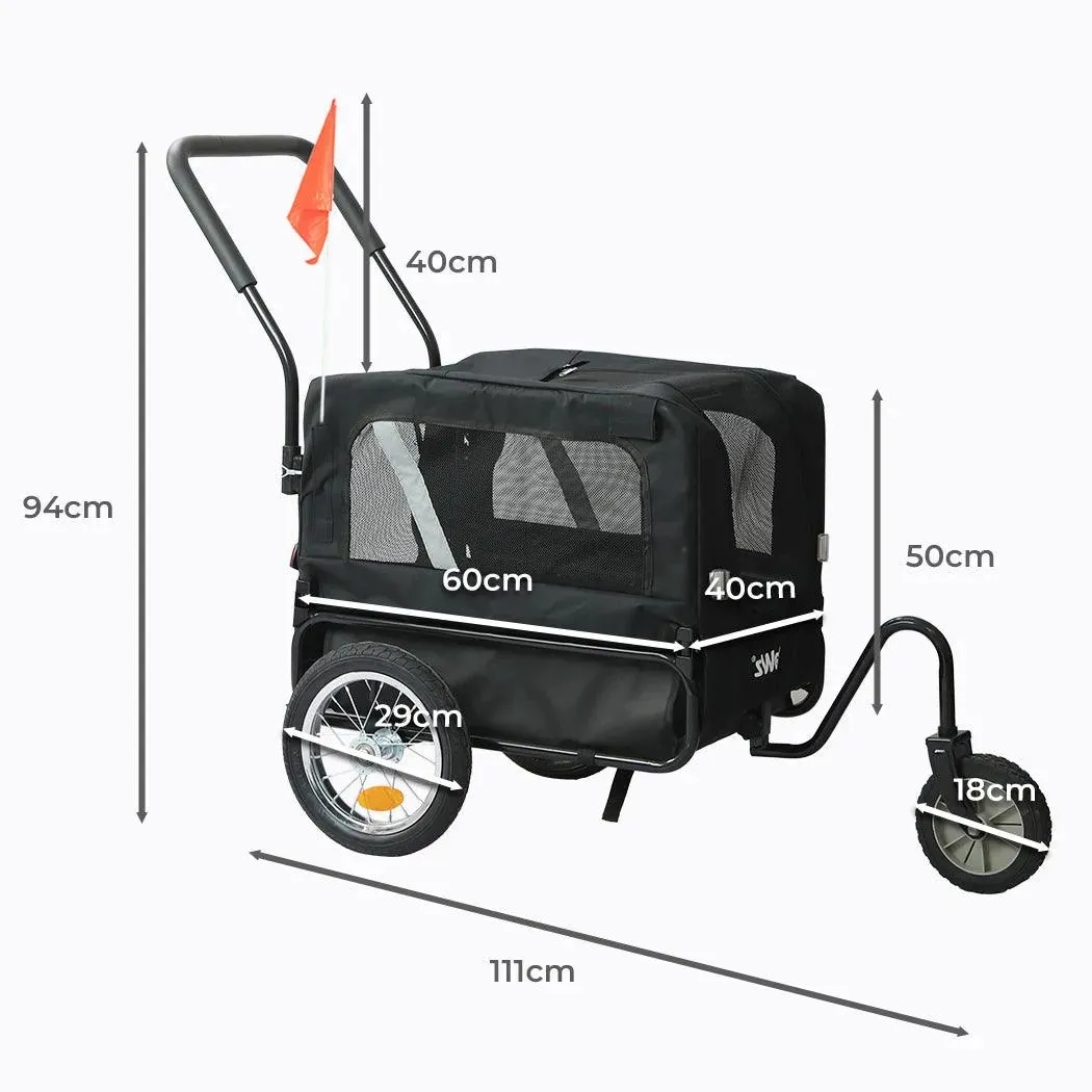 PaWz Pet Stroller Bike Trailer Stroller Foldable Pet Trailer 2-IN-1 Outdoor With Sunroof