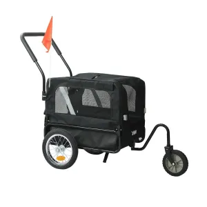 PaWz Pet Stroller Bike Trailer Stroller Foldable Pet Trailer 2-IN-1 Outdoor With Sunroof