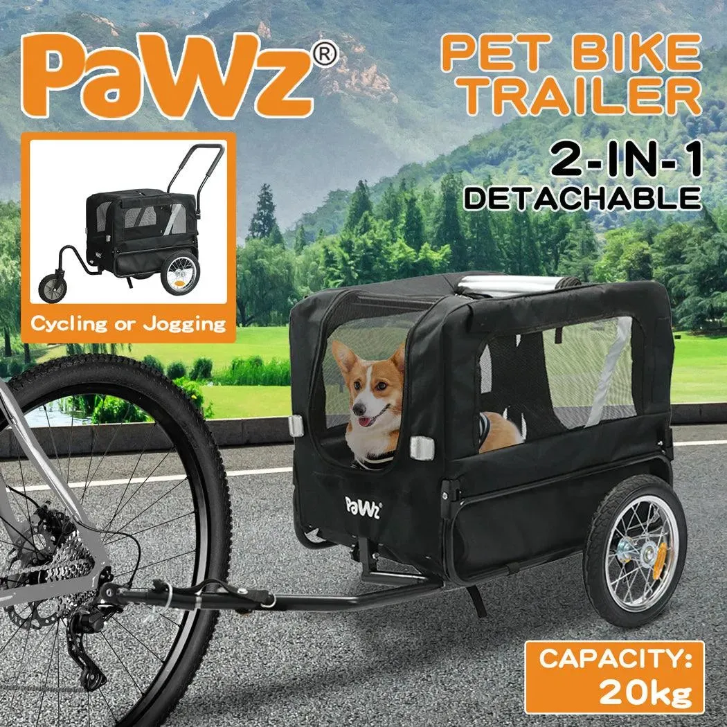 PaWz Pet Stroller Bike Trailer Stroller Foldable Pet Trailer 2-IN-1 Outdoor With Sunroof