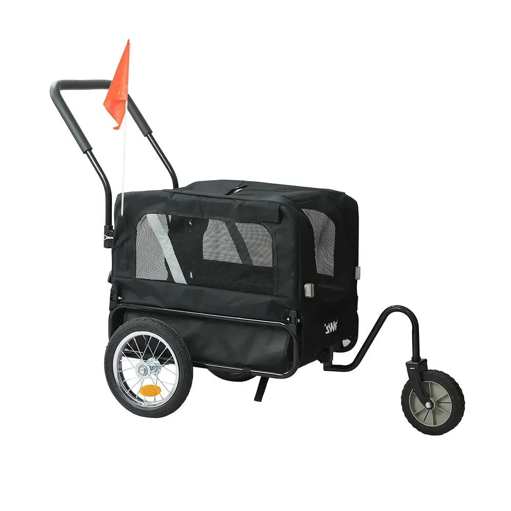 PaWz Pet Stroller Bike Trailer Stroller Foldable Pet Trailer 2-IN-1 Outdoor With Sunroof