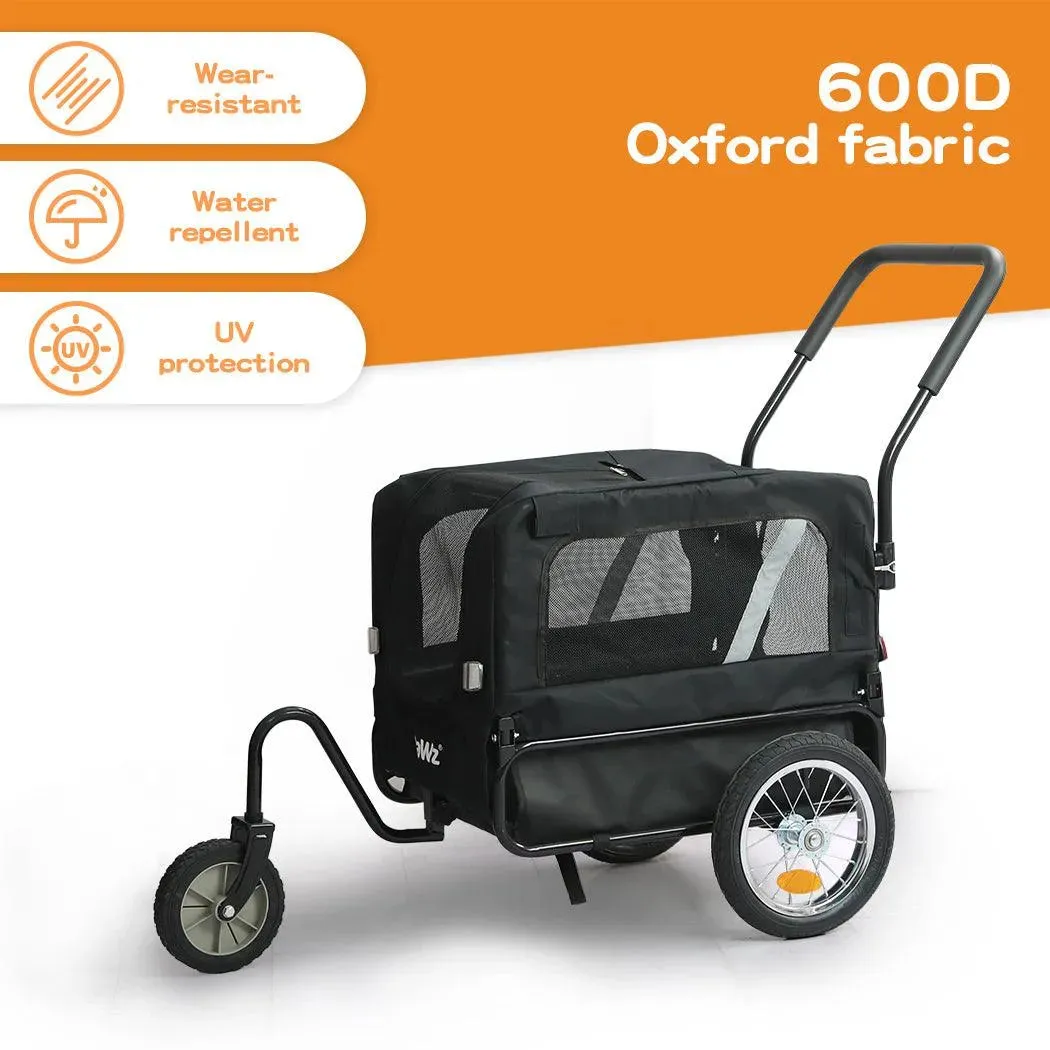 PaWz Pet Stroller Bike Trailer Stroller Foldable Pet Trailer 2-IN-1 Outdoor With Sunroof