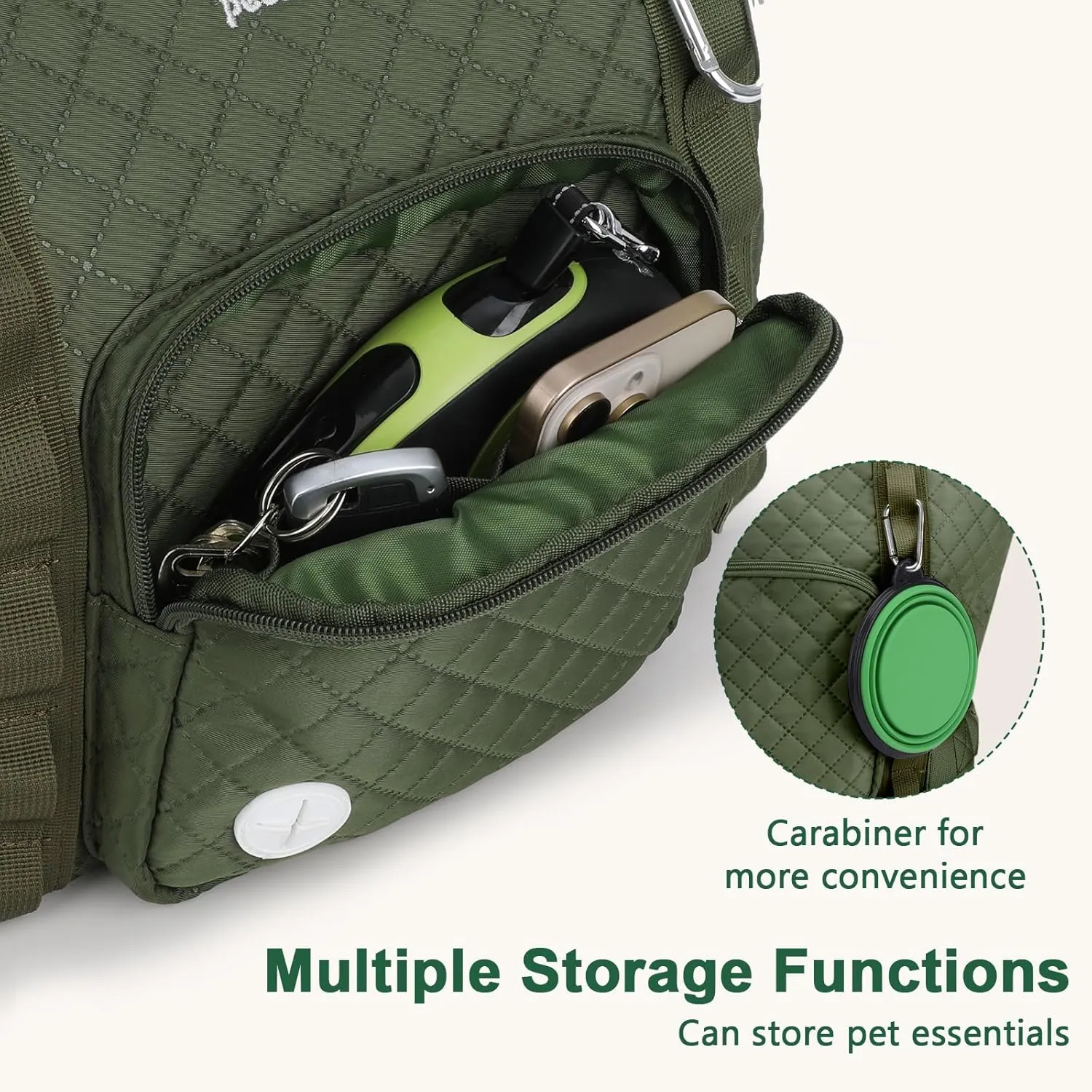 Pecute Dog Purse Carrier, Dog Carrier with Pockets for Small Dogs, Fits Dogs 5.5 lbs to 11 lbs, Lightweight Dog and Puppies Tote Bag Carrier, Outing, Travel, Vet, Green
