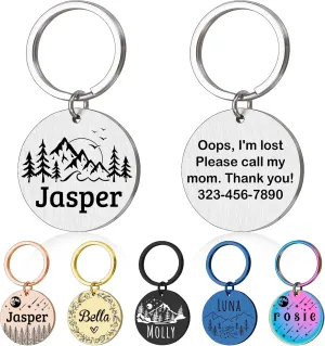 Personalized Dog Tags Funny Double Sided Engraved Round Stainless Steel Pet ID Tags Dog Tags Engraved for Pets Custom Dog Name Tags Cat & Dog Collar Charm with Name Lightweight Sturdy Cute Cat ID Tags