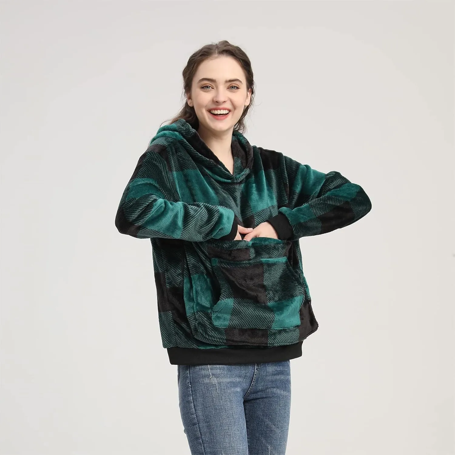 Pet Pouch Hoodie - Cat Dog Holder Sweatshirt Large Pocket Carrier Pullover Tops for Women (Green, Large)