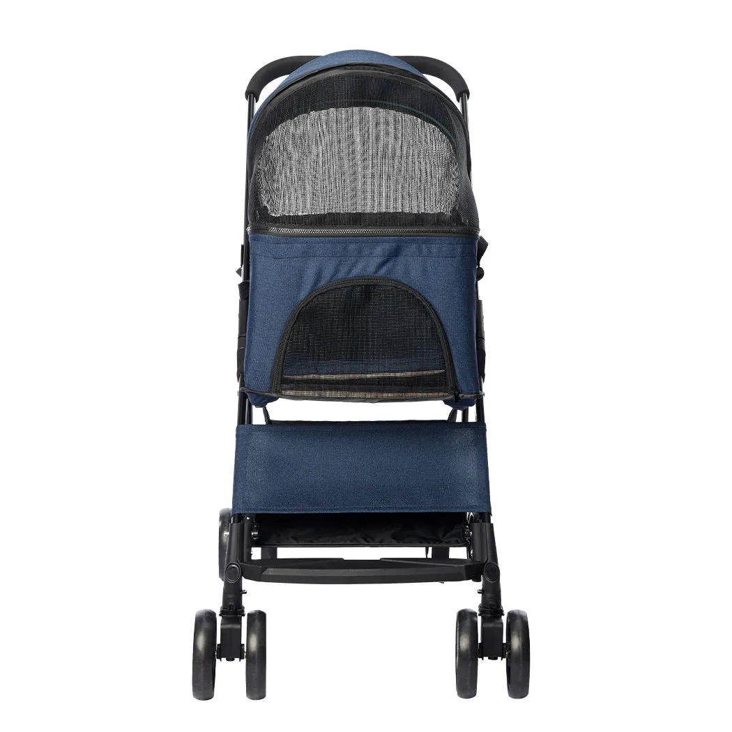 Pet Stroller Dog Cat Pram Foldable Carrier 4 Wheels Large Travel Pushchair - Blue