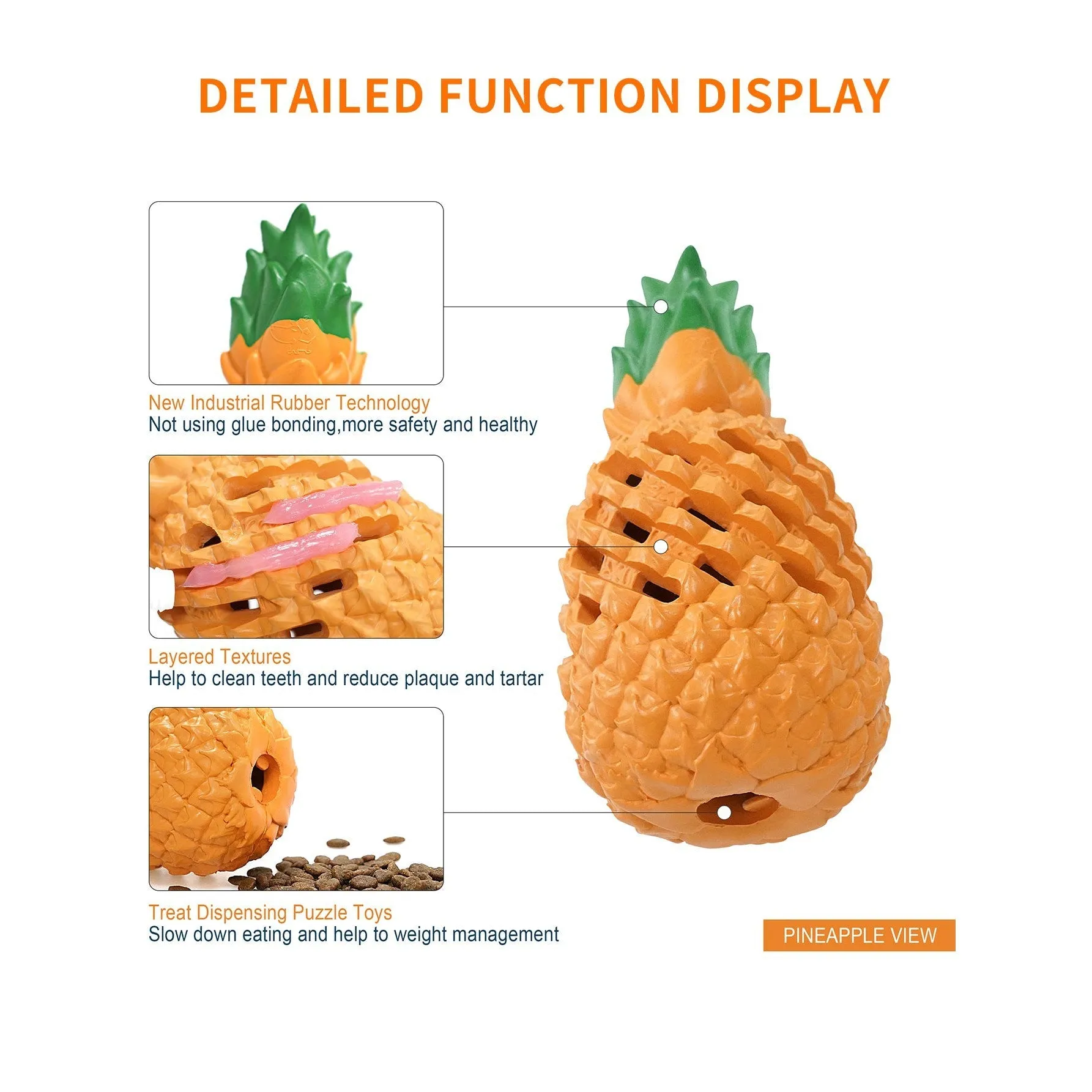 Petopia Tough Pawesome Pineapple Large Rubber Dog Toy^^^