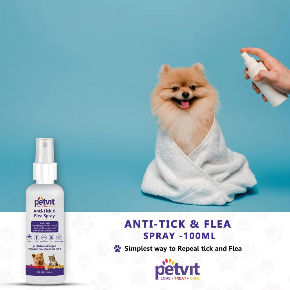 Petvit Anti Tick & Flea Spray for Dogs and Cats