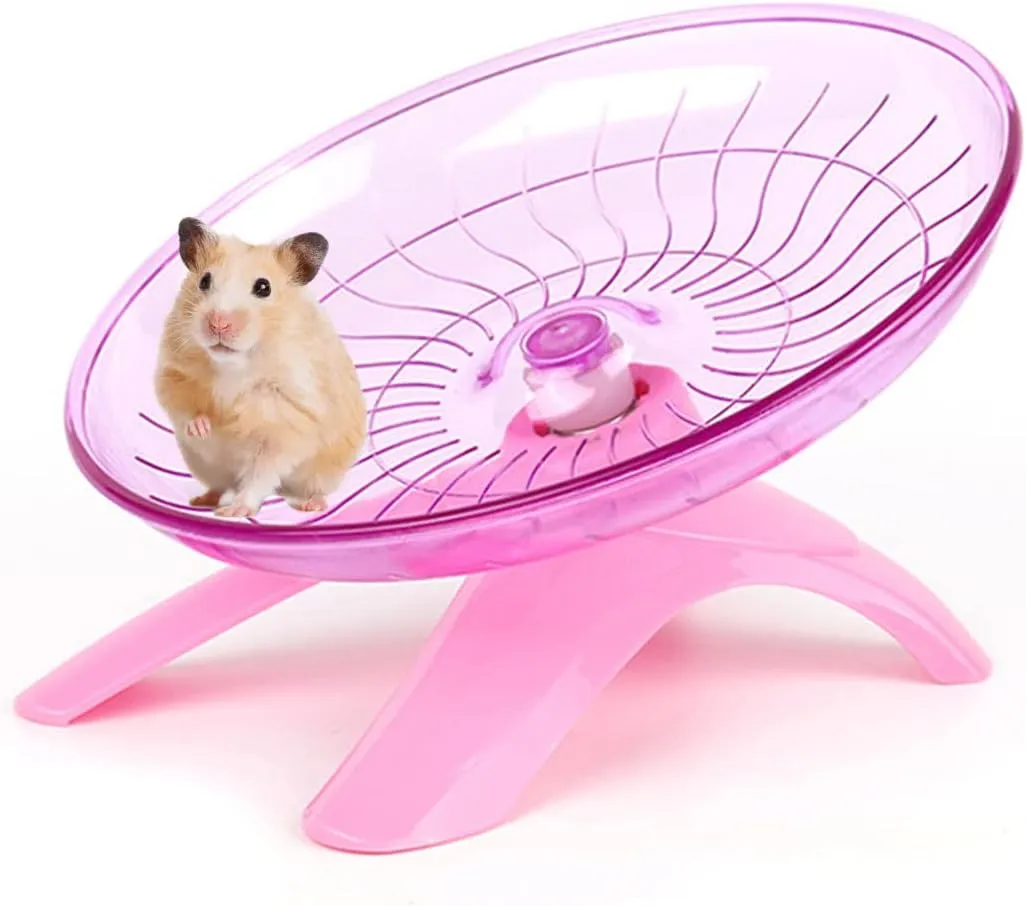 Pink Silent Runner Hamster Wheel 7 Inch Quiet Hamster Spinner Wheel Flying Saucer Silent Running Exercise Wheel for Dwarf Hamster Syrian Hamster Gerbil Mice Rats Hedgehog Small Animals