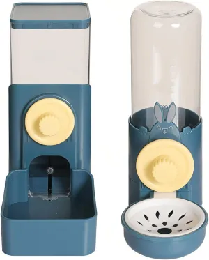 PINVNBY Hanging Automatic Food Water Dispenser, Rabbit Feeders for Cages, Automatic Pet Feeder for Rabbit Chinchilla Hedgehog Guinea PigNavy Blue