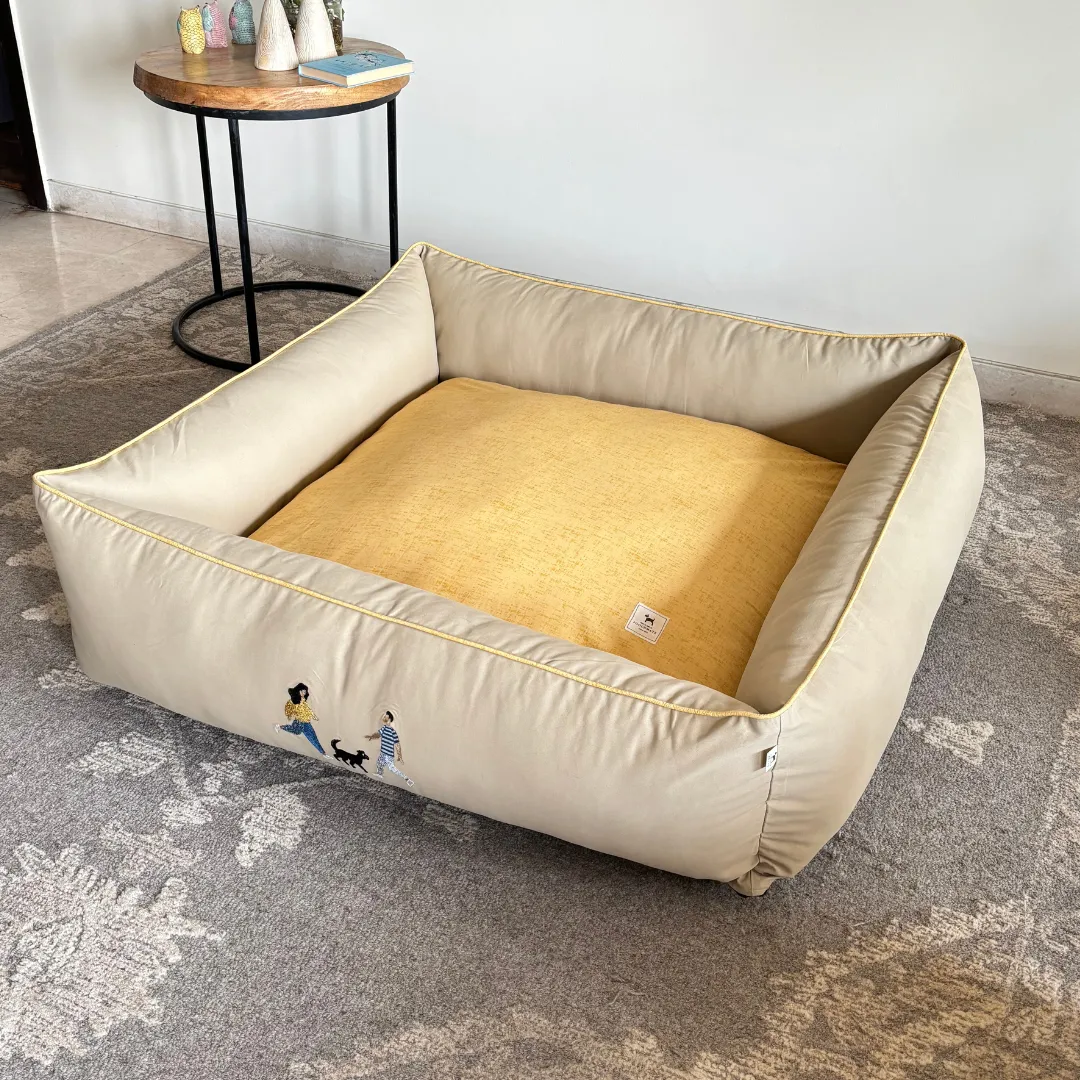 PoochMate Beige & Canary Pawfect Family Nest Dog Bed