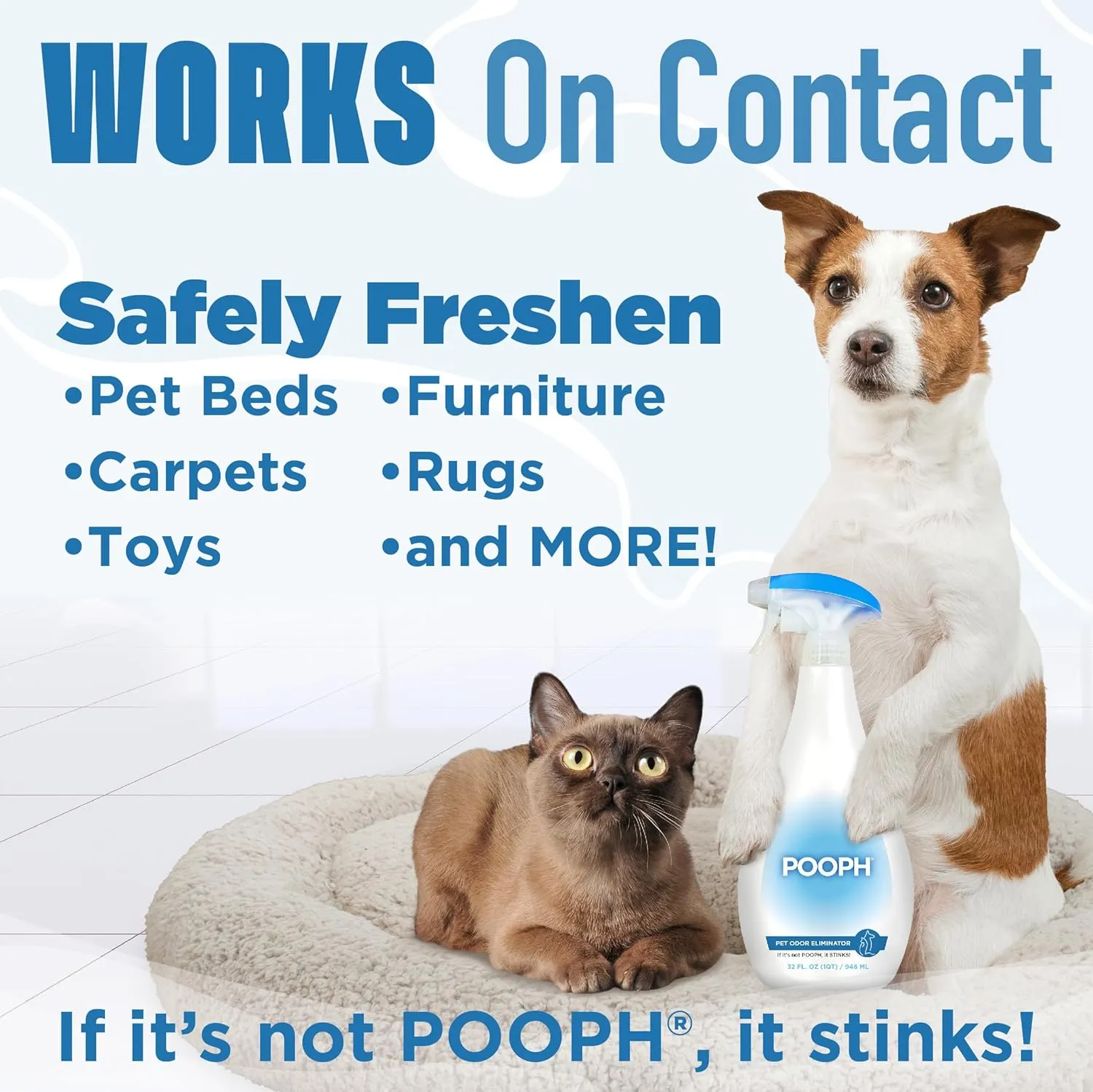 POOPH Pet Odor Eliminator Spray - Patented NO Fragrance NO Harsh Chemicals Organic Odor Eliminator Works On-Contact Home, Auto, Upholstery, and more Fast Easy Safe for Pets, People and the Planet!