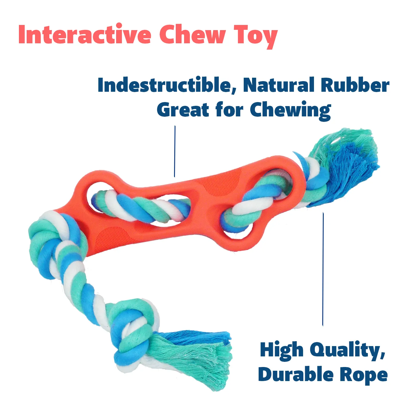 Rubber Bone with Tug Rope | PetPals®