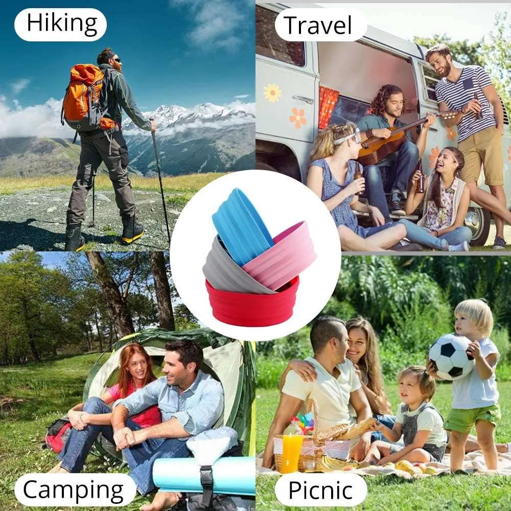Silicone Expandable Collapsible Bowl for Travel Camping Hiking (Blue(L))