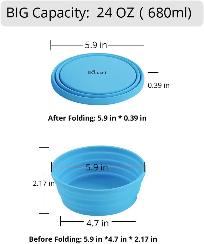 Silicone Expandable Collapsible Bowl for Travel Camping Hiking (Blue(L))