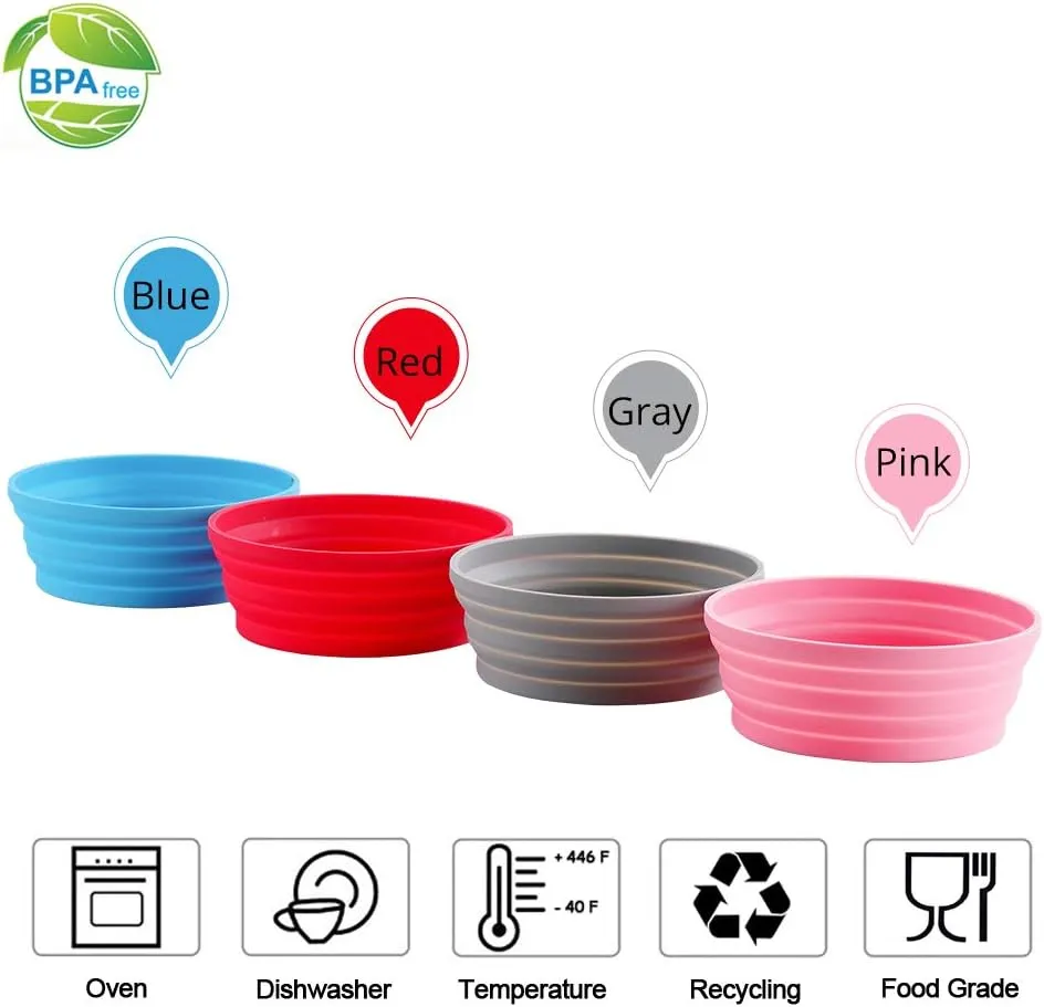 Silicone Expandable Collapsible Bowl for Travel Camping Hiking (Blue(L))