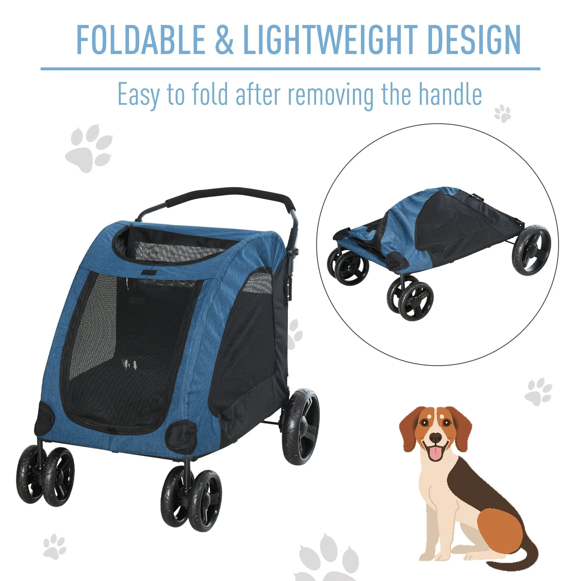 Small Dogs Minimalistic Oxford Cloth Stroller Blue