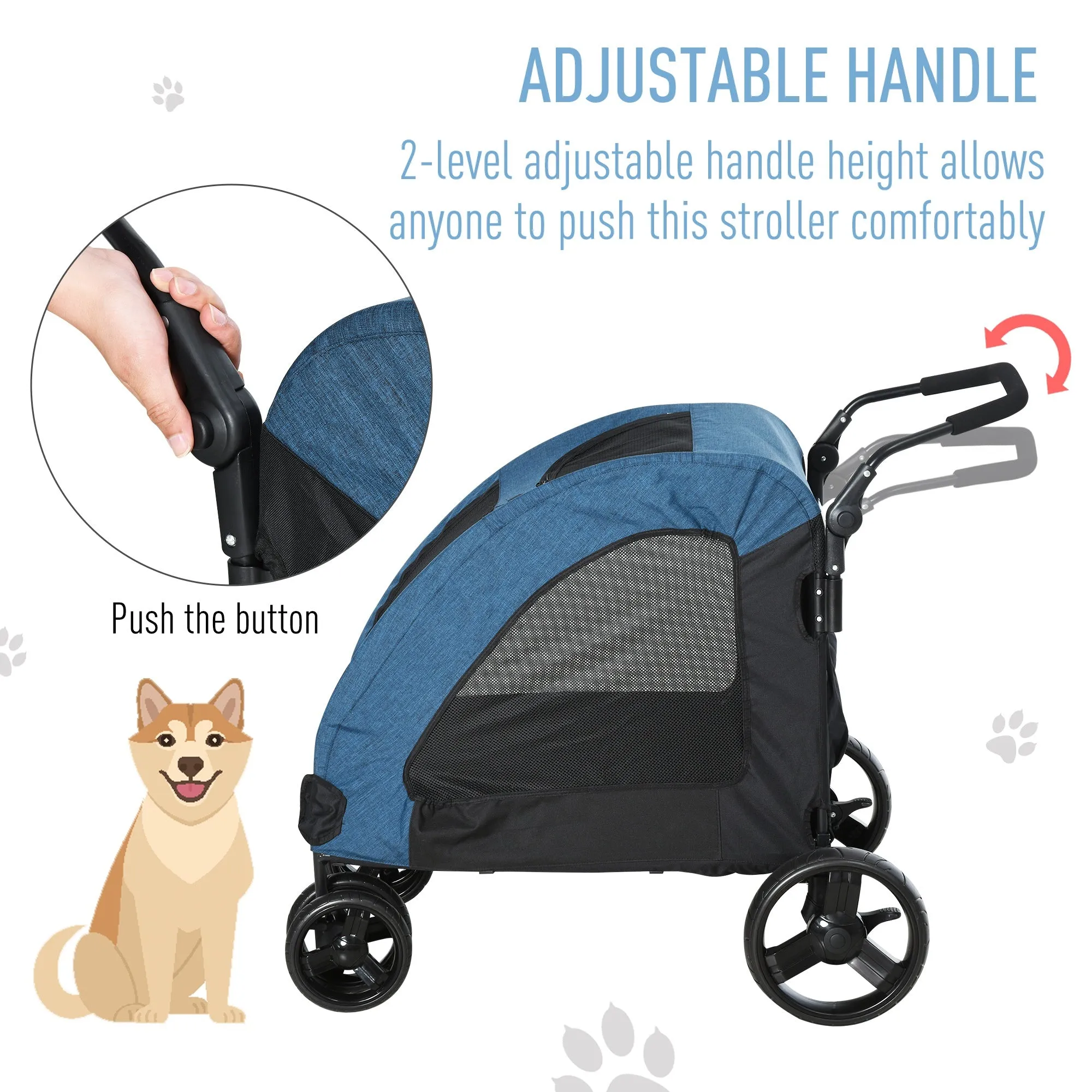 Small Dogs Minimalistic Oxford Cloth Stroller Blue