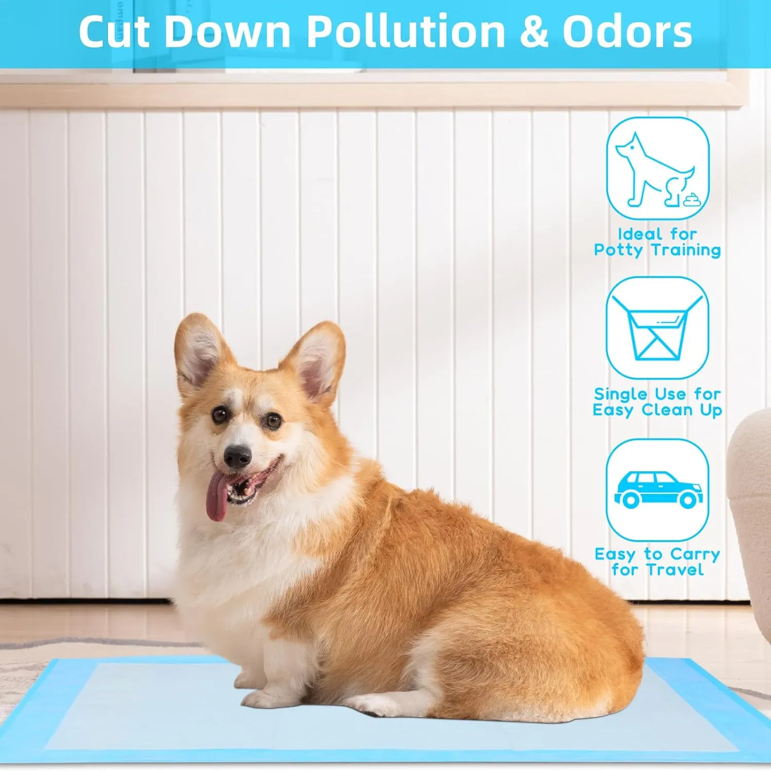 Super Absorbent Waterproof Dog and Puppy Pet Training Pad, Housebreaking Pet Pad, 150-Count Small-Size, 17.1X23.6, Blue