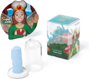 SuperMouth Tooth Keri Baby Finger Brush  Soft Silicone Bristles, Built-in Bite Block Protects Fingers, Light-Up Wand for Easy Cleaning, Augmented Reality App, Teething to 2 Years, 4 Colors